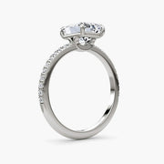 Emerald Cut - Pave Band - Classic Engagement Ring- 14 K Gold